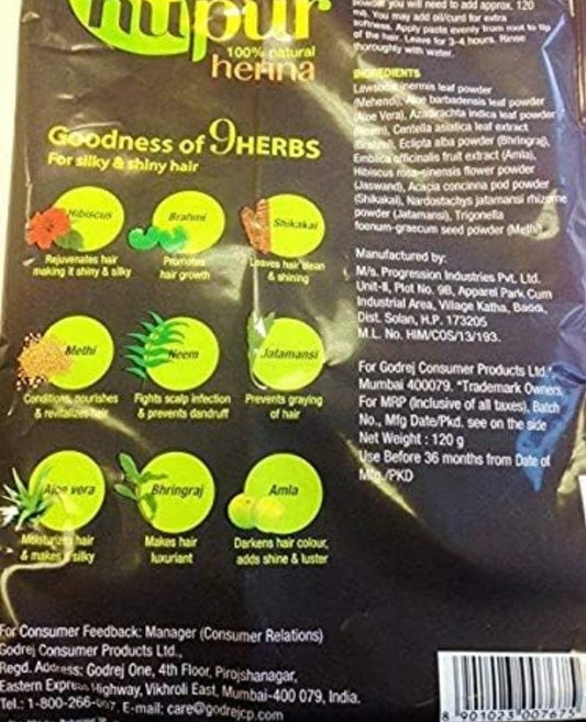 نوبور حنة طبيعية لتلوين الشعر مع 9 أعشاب،