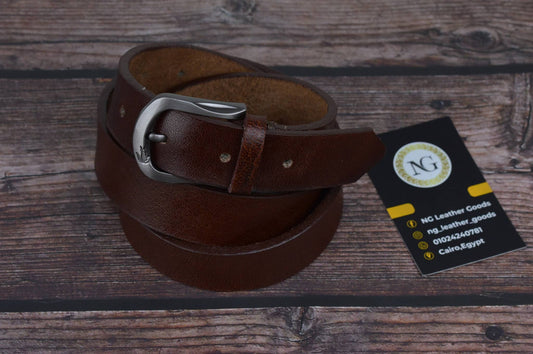 حزام جلد بني 100-140سم NG