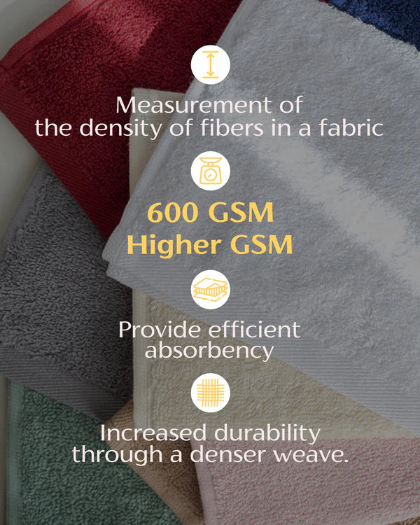 More Cottons- Essential Trim Towel 600 GSM  (70cm×140cm)