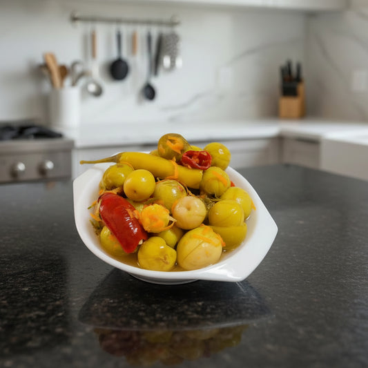 Homemade pickled apple olives-زيتون تفاحي بلدي