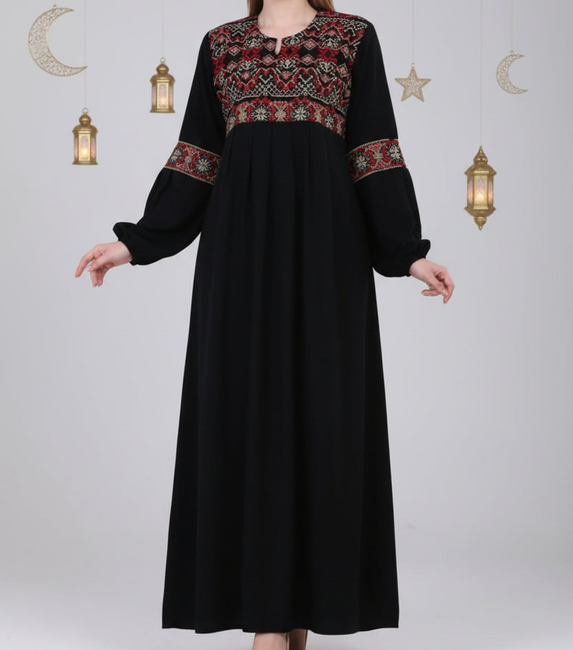 Luxurious Crepe Abayas with Sinai Etamine embroidery عباية تطريز سيناوي ايتامين