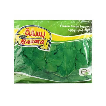 Packaged green grape leaves with Basma brand ورق عنب